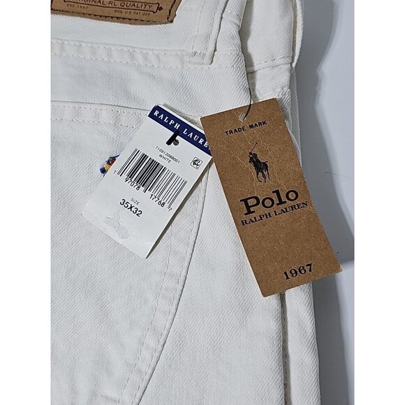 Polo Ralph Lauren 35x32 White The Sullivan Slim All Over Pony Denim Jeans NWT - Picture 5 of 13